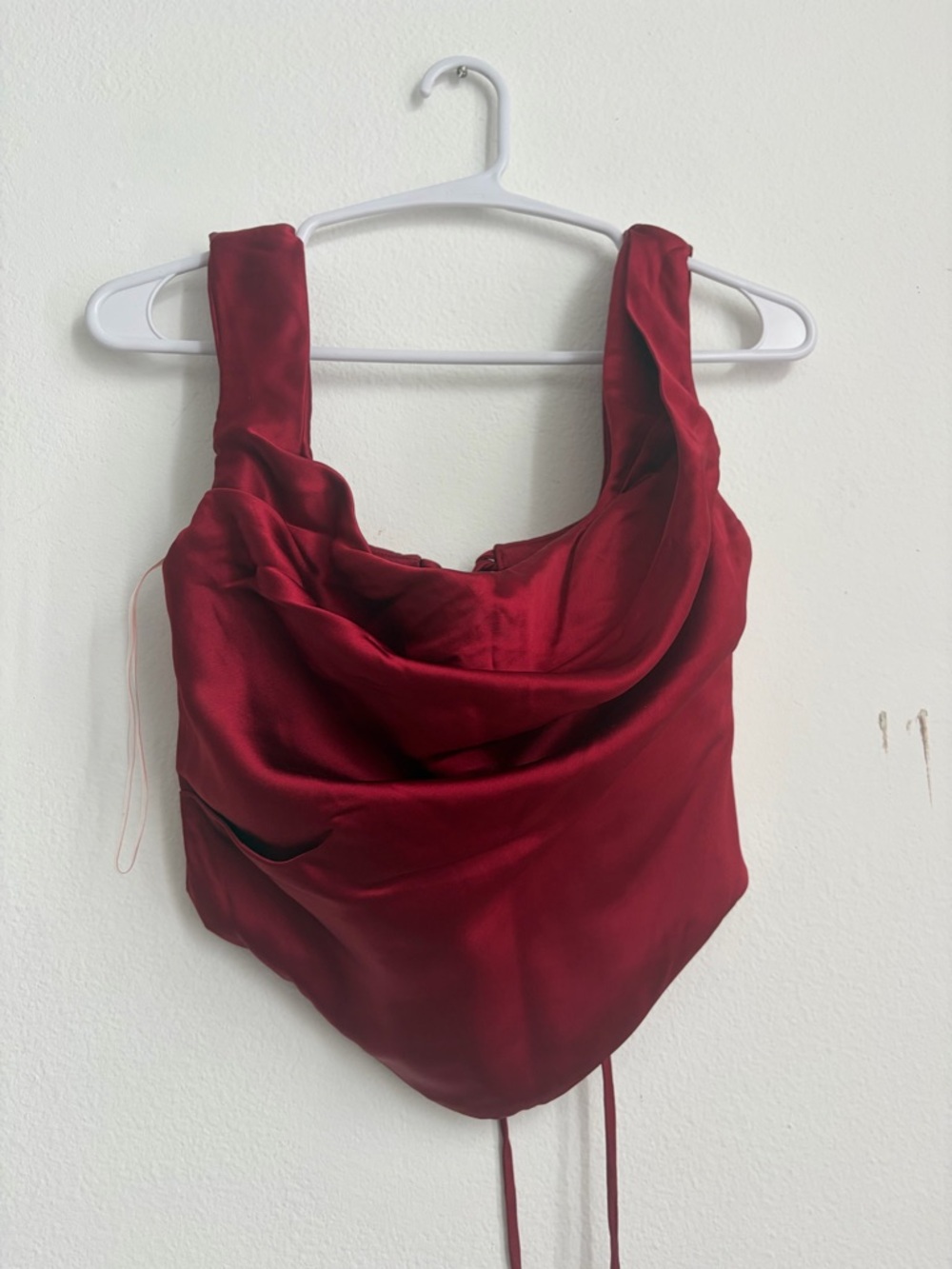 HOUSE OF CB Women’s Red Satin Cowl Neck Top